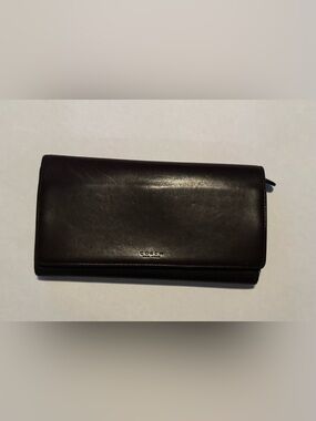 Coach  Smooth Dark Brown Leather Wallet with Subtle Logo